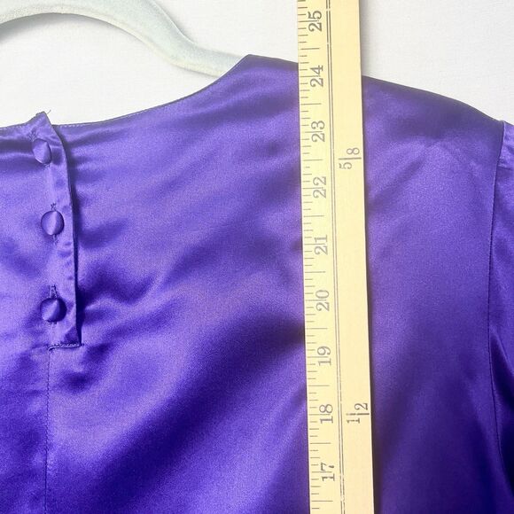 VTG The Limited y2k Purple Silk High Neck Button Back Blouse Long Sleeve Medium - Picture 7 of 8